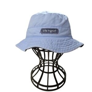 Life Is Good Hat‎ Bucket Strap Back M/L Blue Black Cotton Outdoors Beachy Casual